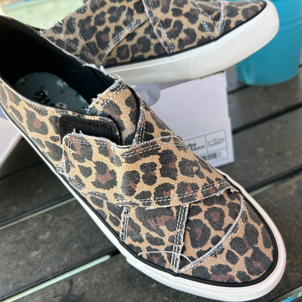 Tennis shoes leopard denim slip on